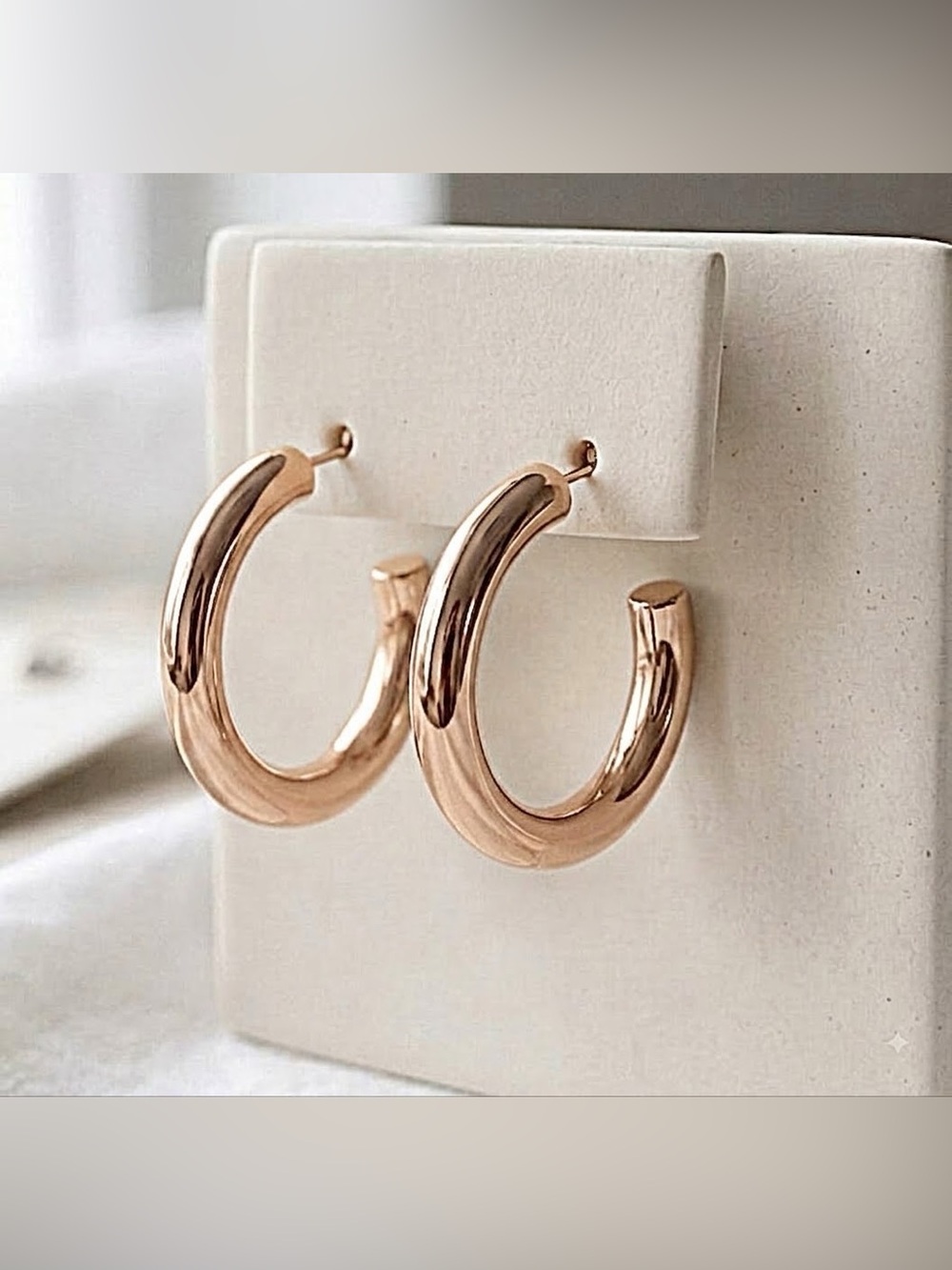 14k-gold-plated Rose Gold women’s 30mm hoop earrings hypoallergenic - CLEARANCE!